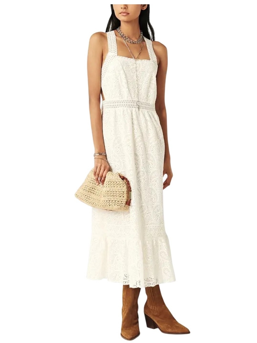 BA&SH Austin dress in off white size 4 Lace and Eyelet